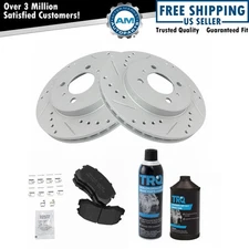 Front Posi Semi-Metallic Brake Pad & Performance Drilled Slotted Rotor Kit