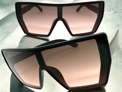 Oversized Shield Sunglasses - Black Frame with Gradient Brown Lenses Electra Shield Sunglasses | Black & Brown Gradient | DIFF  main image 2