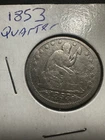 1853   Arrows & Rays Seated Liberty Quarter Free shipping  Lot#1038