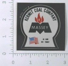 Vintage Kermit Coal Company Massey In God We Trust Sticker Decal