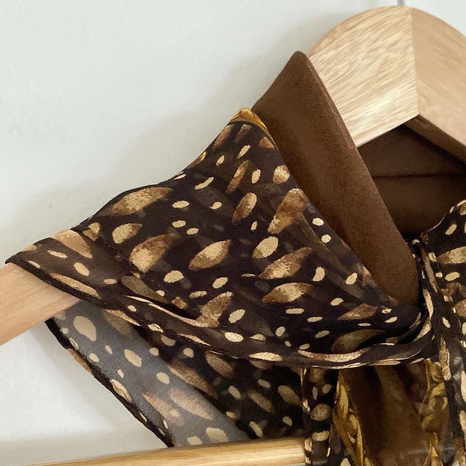 Echo Seda Cuello Bufanda Calentador Femenino Estampado Tribal Marrón Cuadrado Preppy Foto 2 de 4