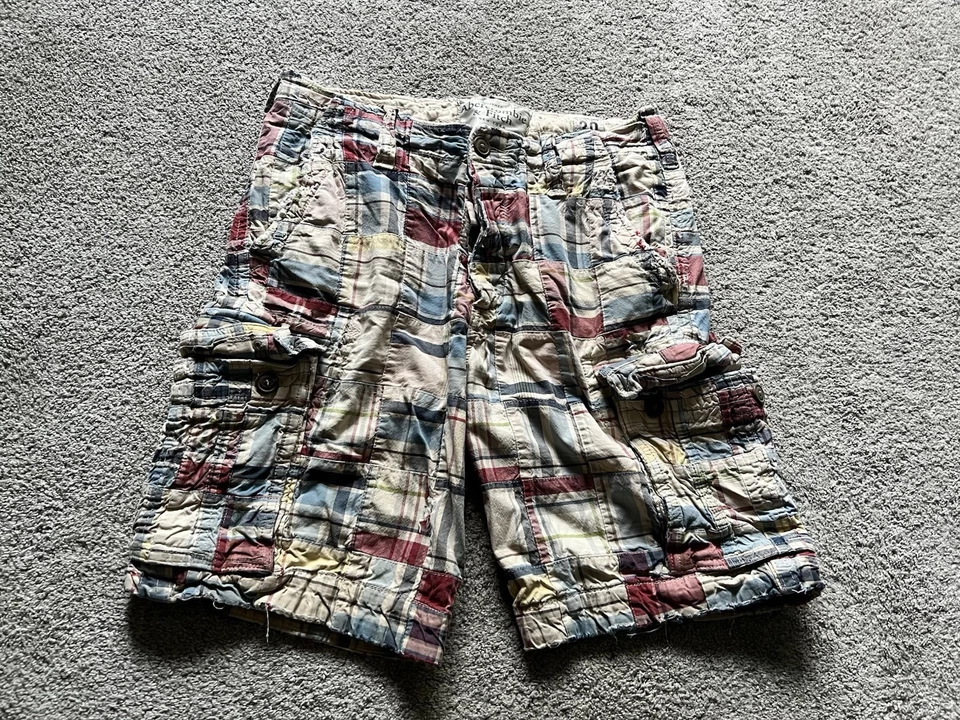 Lote De Colección De 2 Pantalones Cortos Abercrombie & Fitch Para Hombre’s 30 Heavy Cargo Troop Años 90 Y2k Foto 2 de 4