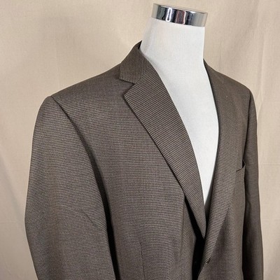 Pronto Uomo 50S Sport Coat Wool Brown Houndstooth Two Button Double Vented