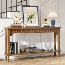 59.1" Narrow Console Table 2-Tier Sofa Table Behind The Couch Hallway Accent