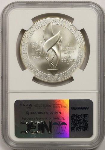 2014-P Civil Rights Act of 1964 $1 NGC MS 69 Commemorative Silver Dollar - Picture 2 of 4