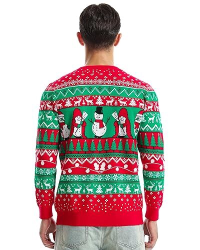 Ugly Christmas Sweater Men Unisex Crew Neck Knitted X-Large Christmas Snowman - Picture 3 of 7