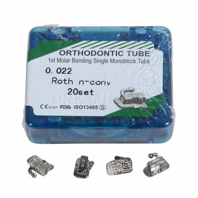 80pcs Dental Orthodontic Buccal Tubes – MBT Roth 022 Slot For 1st & 2nd Molars, Bondable Metal