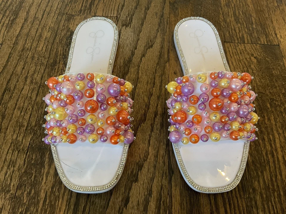 Jessica Simpson Kassime Crystal Embellished Jelly Slide Sandals Women's  9/40 - Image 3 of 4