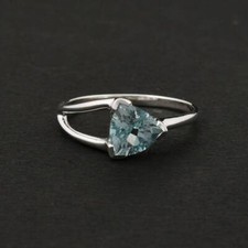 Natural Trillion Cut Topaz Gemstone Solitaire Women Ring 925 Sterling Silver