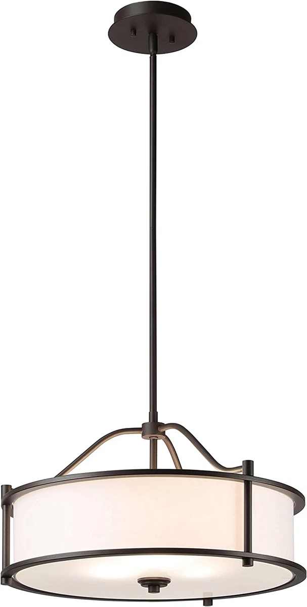 Pendant Lighting 18 Inch 3 Light Drum Pendant Light with Fabric