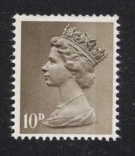 1967. SG741a. 10d drab pre-decimal machin. Uncoated paper variety. Fine MNH.
