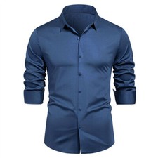 Men's Business Shirt Casual Slim Shirts Long Sleeve Button Down Tops Blouse