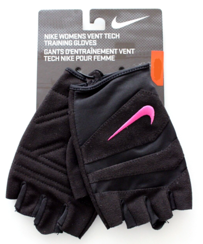 Nike Vent Tech Gym Training Gloves Womens Large Black/Pink - Picture 1 of 3