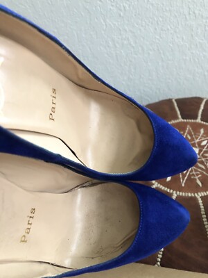 【値下げ】レア⭐︎Christian Louboutin ライトブルー CHRISTIAN LOUBOUTIN Rolando Royal Blue Suede Leather Pointy Heels