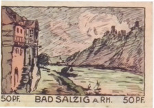 1921 Germany BAD SALZIG 50 Phennig Banknote / Notgeld