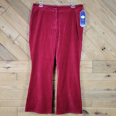 DG2 By Diane Gilman Red Velour Pants Plus Size 18W Bootcut/Flared New