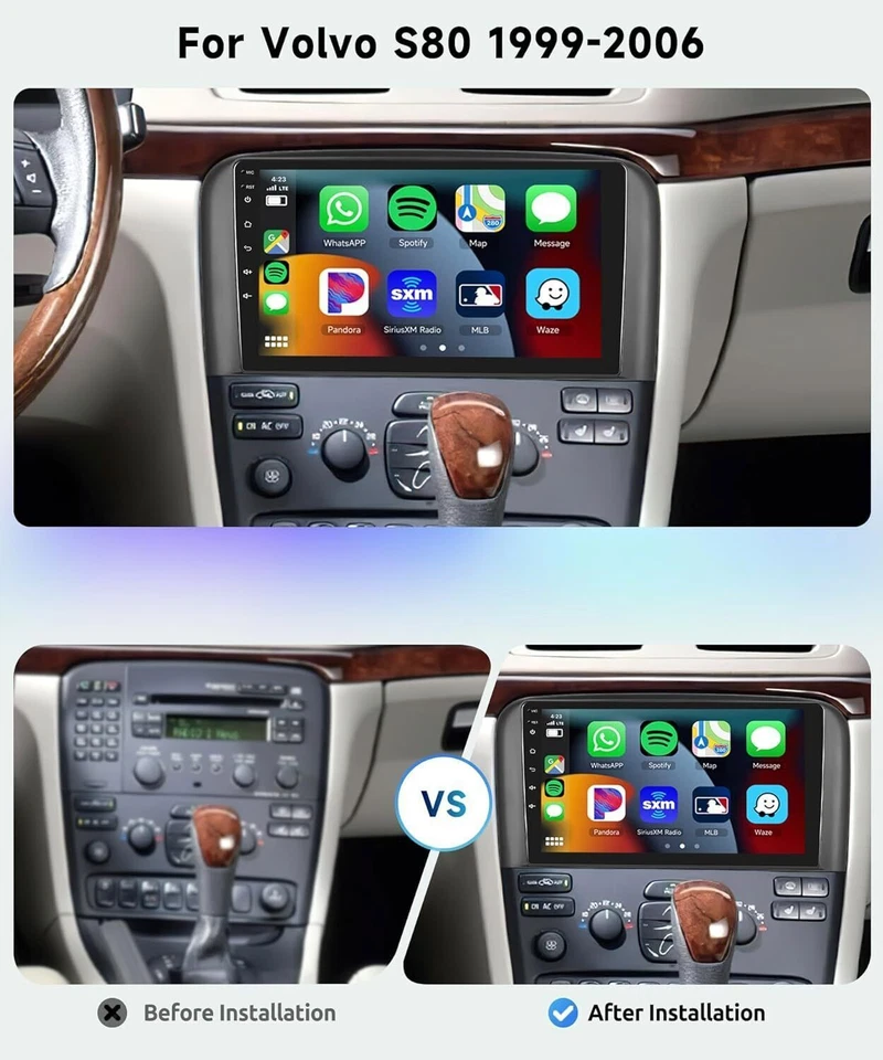 For Volvo S80 1999-2006 Car Stereo Radio Android 13 GPS Navi Carplay BT HeadUnit - Изображение 3 из 4