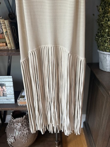 Adriana Degreas Tricot Fringe Maxi Dress Beige Womens Size Medium - Picture 5 of 8