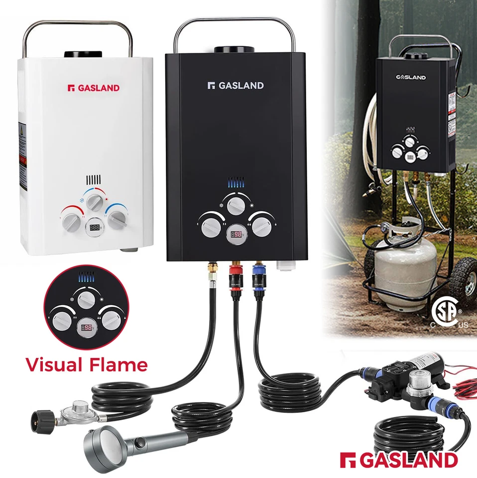 Gasland 6L Outdoor Propane Gas Water Heater & Pump Kit On-Demand Portable Shower