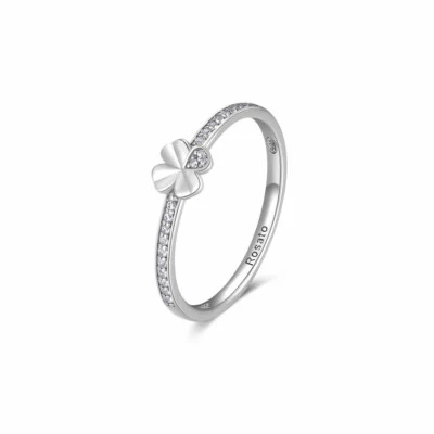 Bague Quatre Feuilles Argent Et Zirconiums Rosato RZA021 - Photo 1/2