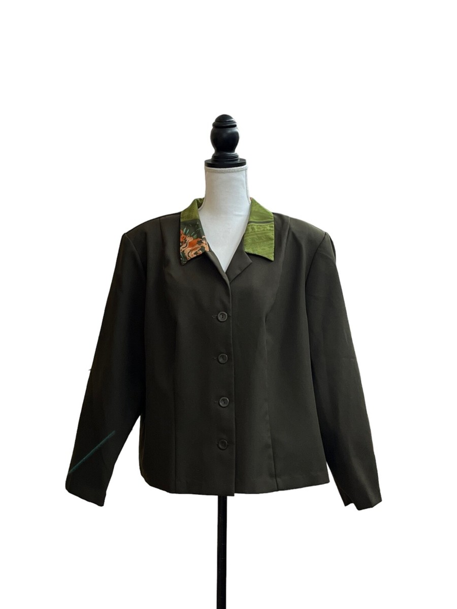 Dress Savvy New York Womens Plus Olive Green Blazer 18W | eBay