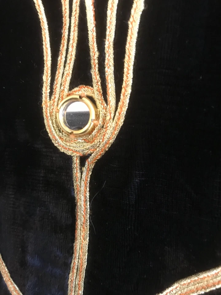 Abrigo De Colección HIPPIE Boho Afgano TURCO TERCIOPELO Negro Borde Dorado Espejado Festival Foto 3 de 4