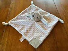 BooginHead Gray Bunny Rabbit Chevron Teether Plush Lovey Security Blanket 12x12