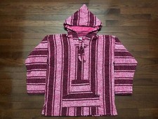 KIDS MEXICAN KNIT HOODIE SWEATSHIRT YOUTH LARGE / XL PINK WHITE BLACK MEXICO