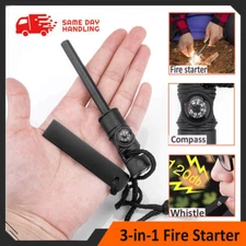  Fire Starter Flint Steel Striker Survival Kit Ferro Rod Outdoor Camping Tool
