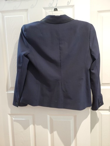 Banana Republic Women's Wool Blend Tuxedo Blazer Navy Size 14 Office Dressy - Picture 9 of 16