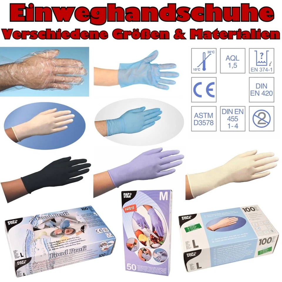 PAPSTAR Latexhandschuhe Vinyl Nitrilhandschuhe Medizinische Einweg Nitril Handschuhe