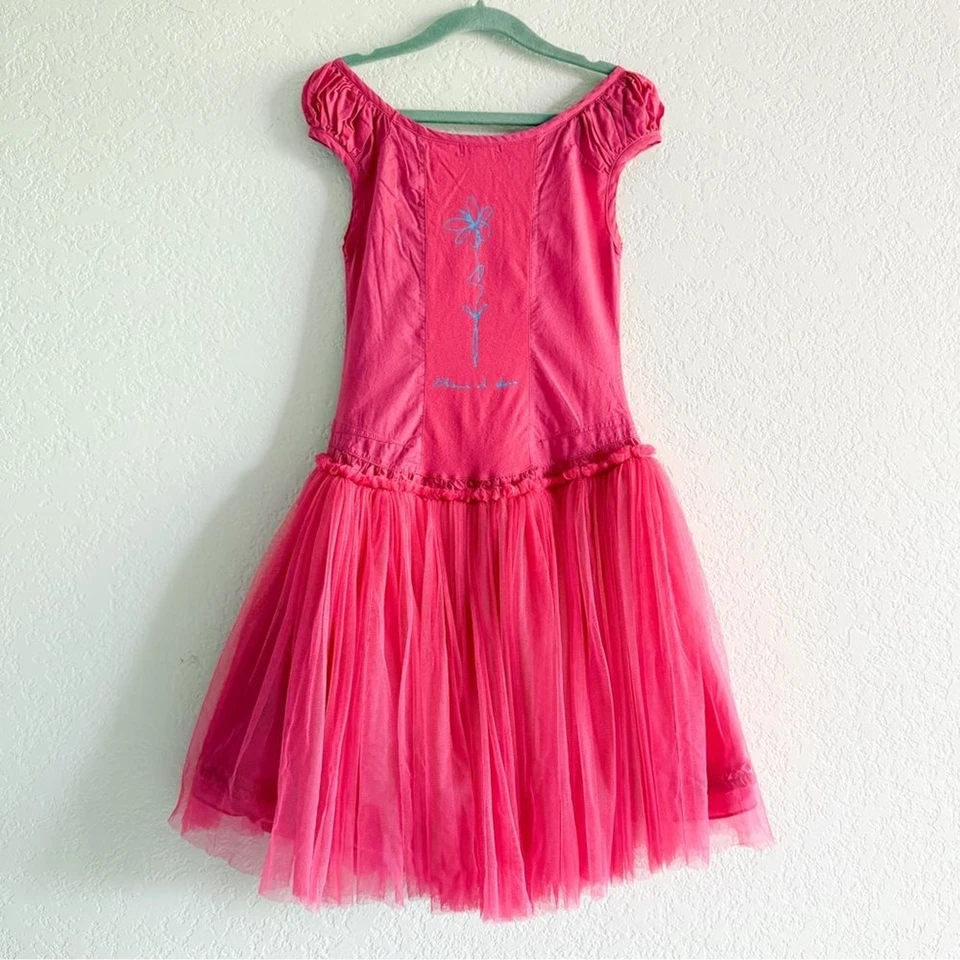 Vestido Elaine et Lena Paris Rosa Tul Tutú Fiesta Vacaciones Diseñador Francés Niñas 6 Foto 3 de 4