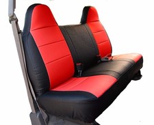 Ford F-250 350 Blackred Leather-like Custom Made Fit Front Bench Seat Cover