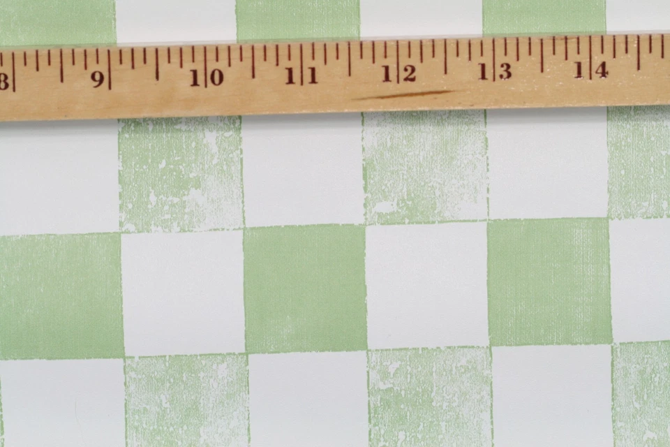 Papel Pintado Norwall NOS Doble Rollo Envejecido Verde Blanco Cuadros Casa de Campo Rústica Foto 4 de 4