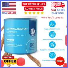 Ashwagandha Stress Relief Gummies – Calm, Relax & Immune Health 60ct