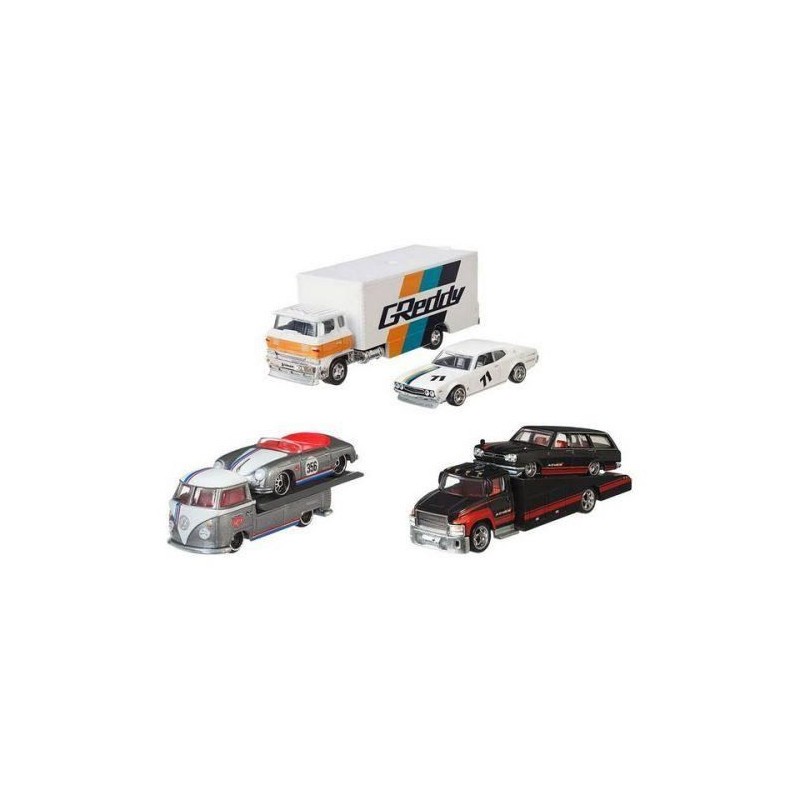 HOT WHEELS - ASST TRANSPORTEURS+VEHICULES - Camion de course articulé