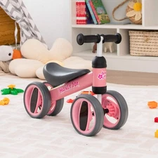 NNECW Baby Balance Bike with 4 Wheels & Limited Steering for 1-2 Years Old-P
