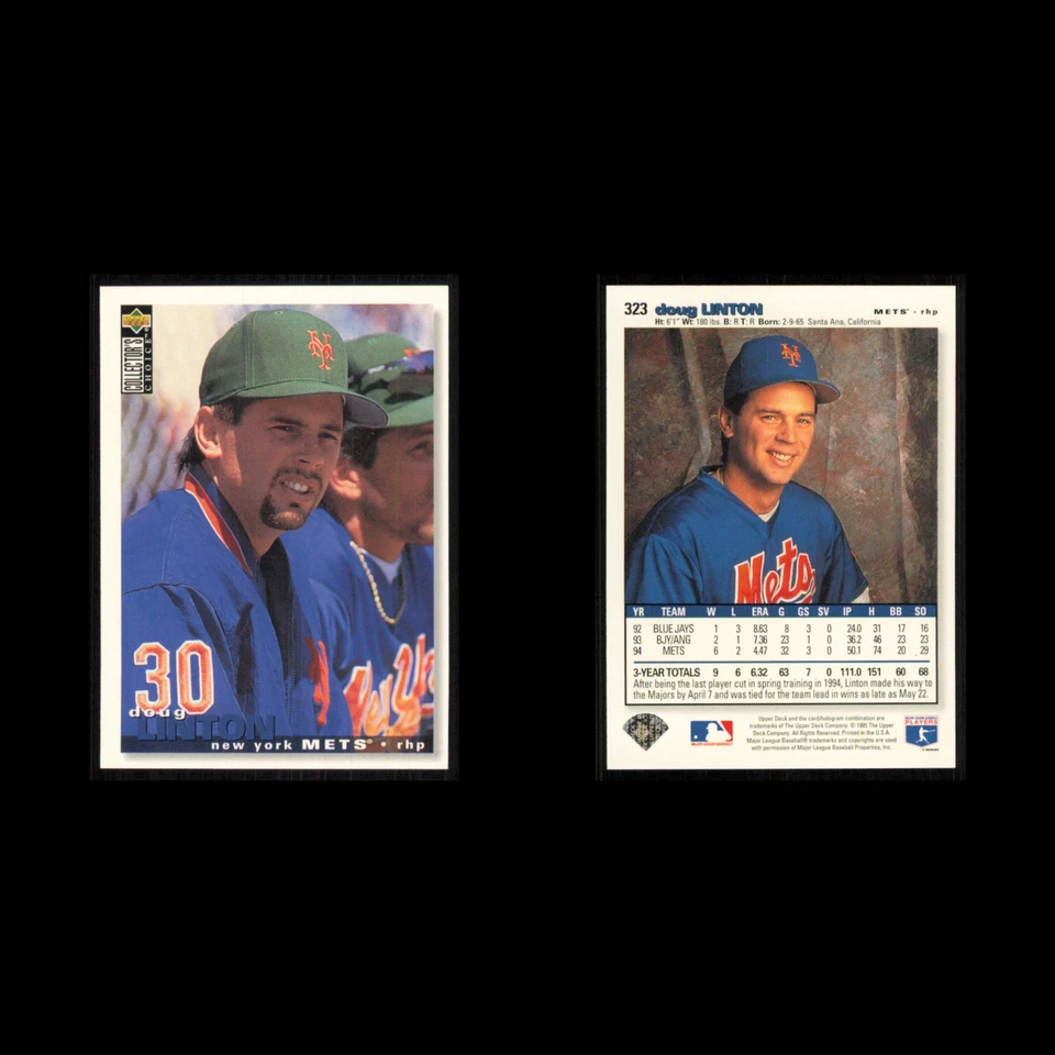 Doug Linton #323 1995 Upper Deck Collectors Choice New York Mets Baseball Card - Image 3 of 3