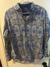 Robert Graham blue paisley embroidered button-up shirt in a S