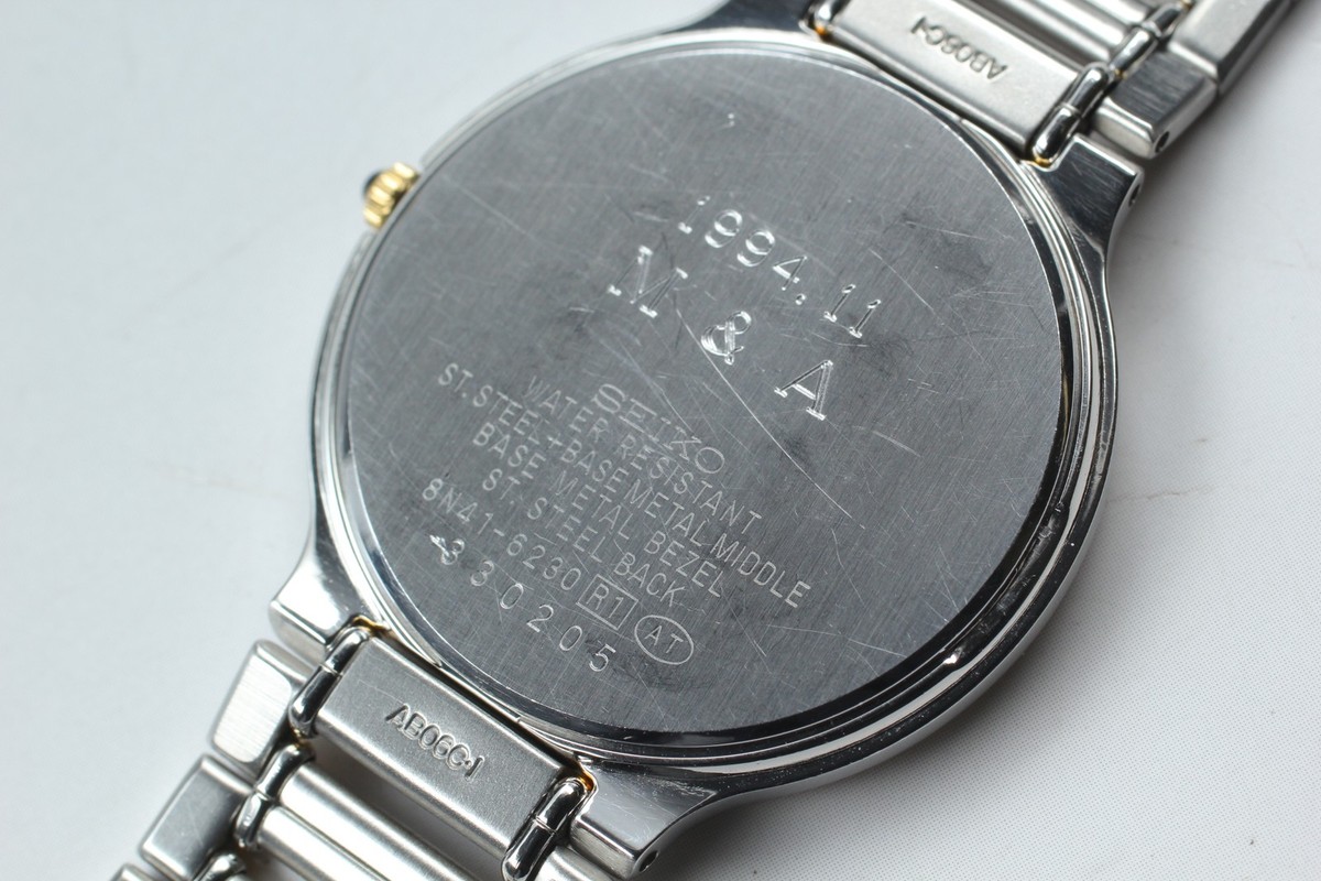 時計 SEIKO DOLCE vintage Watch gray TITAN Vintage 1993 N MINT Seiko Dolce 8N41-6230 Two-Tone Round HAQ Qz