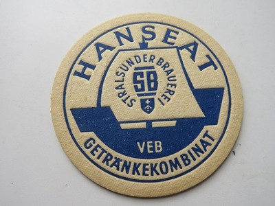 Hanseat , Stralsunder  Brauerei  Bierdeckel , Bierfilz