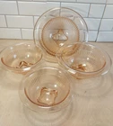 Hazel Atlas Ribbed Rolled Edge Pink Depression Glass Nesting Bowls ~ 4 pc ~ Vtg