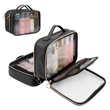 Makeup Bag, Double Layer Clear Make up Bag Organizer, Large Capacity Cosmetic...