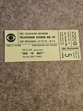CBS TELEVISION NETWORK  BID N BUY SHOW STARRING BERT PARKS AUG 5, 1958 TICKET