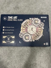 ROKR Time Art Zodiac Wall Clock 3D DIY Wooden Puzzle Quartz Movement 168 Pcs New