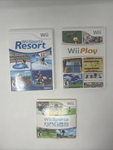 Wii Sports, Wii Sports Resort, Wii Play Bundle -  (Nintendo Wii) Complete In Box