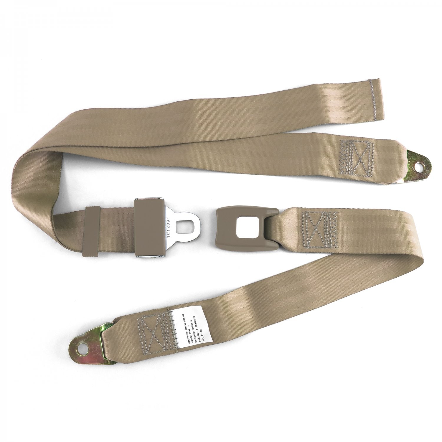 Ford GT40 1964 - 1969 Std. 2pt Tan Lap Bench Belt Kit w/Brackets-3 Blts