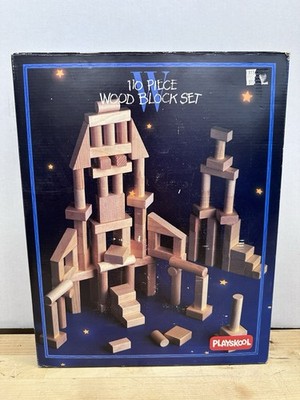 1993 Playskool 110 Piece Wood Block Set Complete