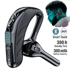 Bluetooth 5.2 Earpiece Wireless Headset Driving Trucker Earbuds Noise Cancelling