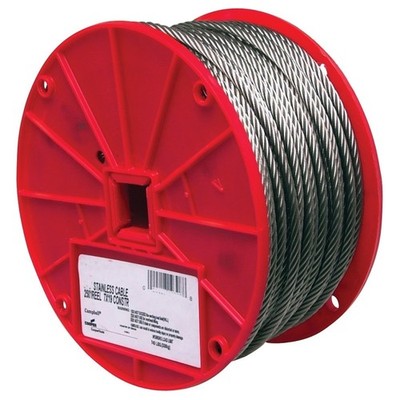 Campbell 7000826 Aircraft Cable, 1/4 in Dia, 250 ft L, 1280 lb Working Load, 304